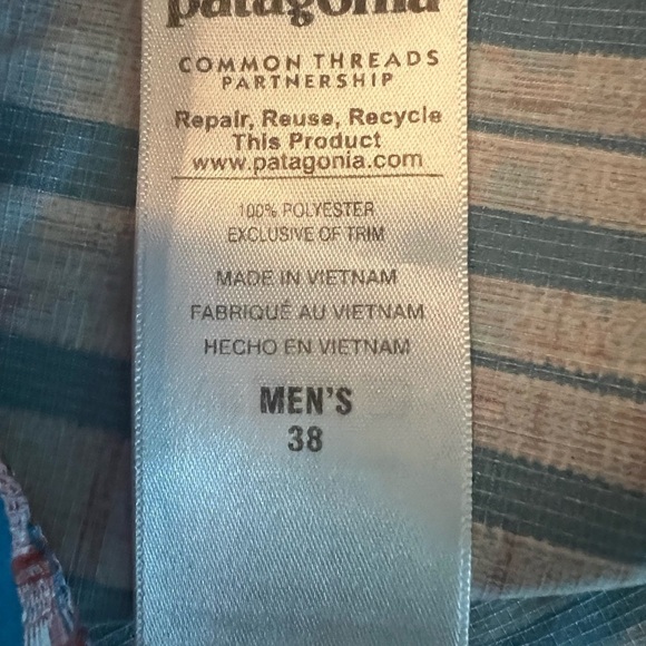 PATAGONIA MEN’S SWIM TRUNKS TEAL AND RUST ABSTRACT PATTERN SIZE 38 - Picture 12 of 12